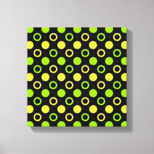 Lemon And Lime Rings And Polka Dots Canvas Print