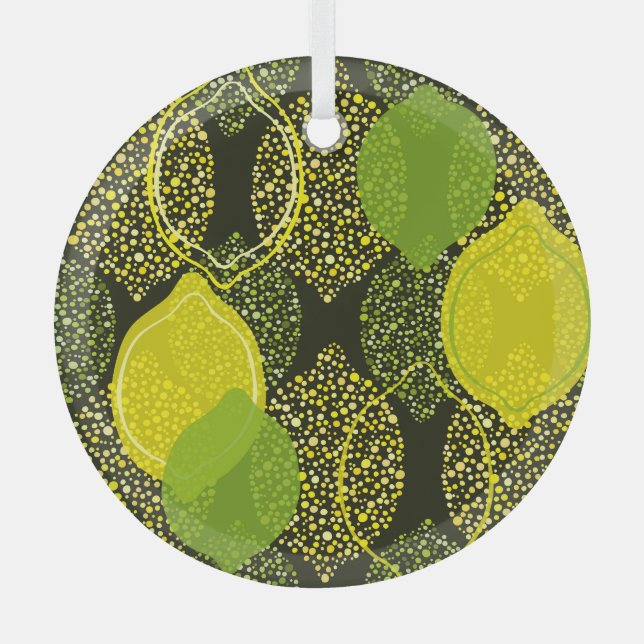 Lemon and lime seamless pattern. glass tree decoration (Front)
