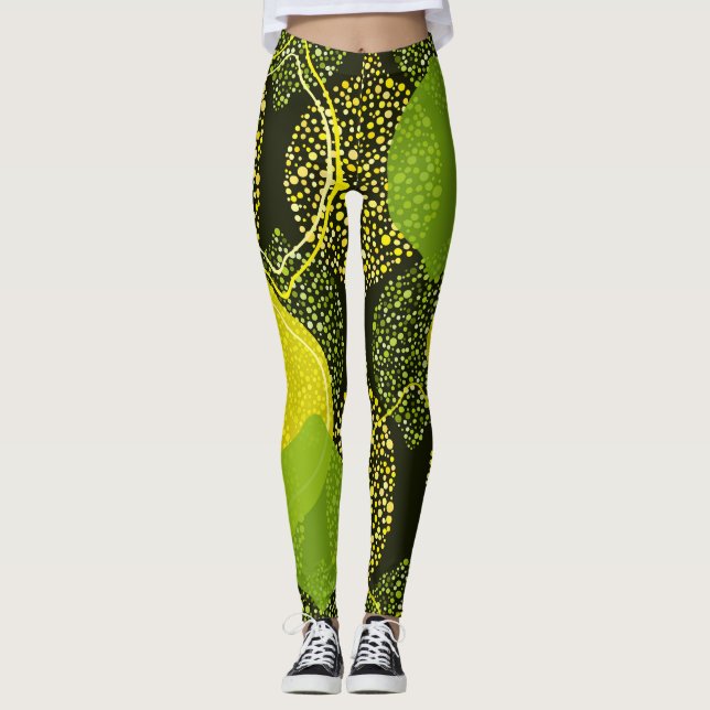 Lemon and lime seamless pattern. leggings (Front)
