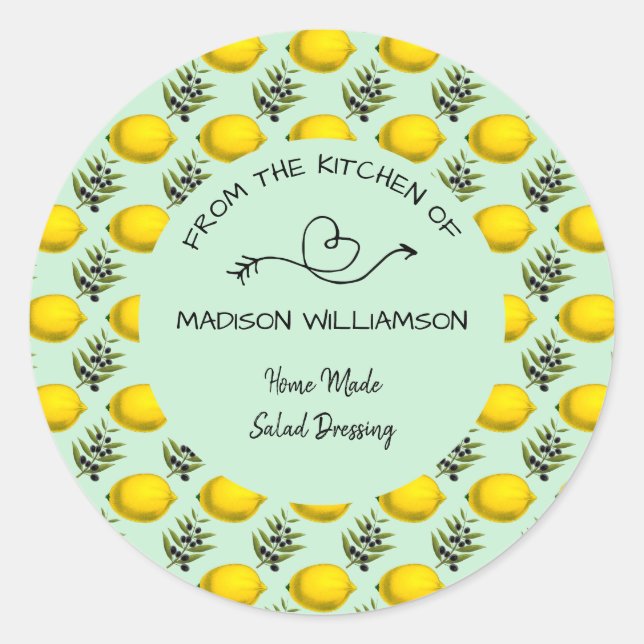 Lemon and Olive From the Kitchen of Classic Round Sticker (Front)