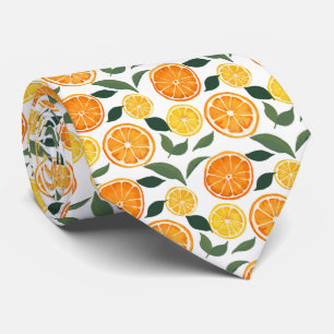 Lemon and Orange Citrus Pattern Tie