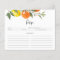 Lemon and Oranges Botanical Shower Recipe Card