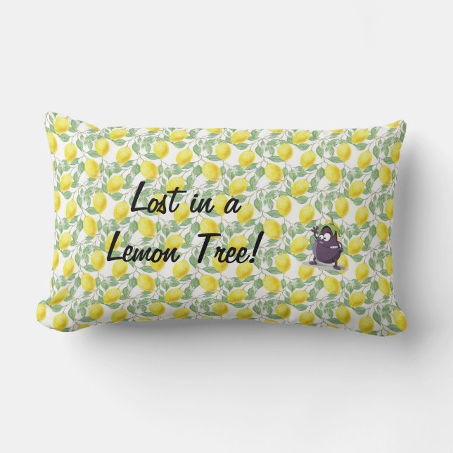 Lemon and the Eggplant Throw Pillow (Front)