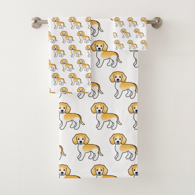Lemon And White Beagle Cute Cartoon Dog Pattern Bath Towel Set (Insitu)