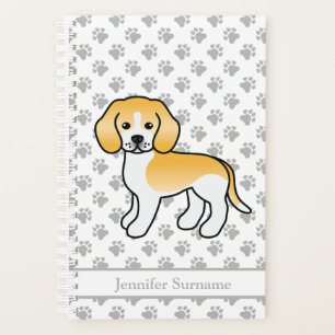 Lemon And White Beagle Cute Cartoon Dog & Text Planner