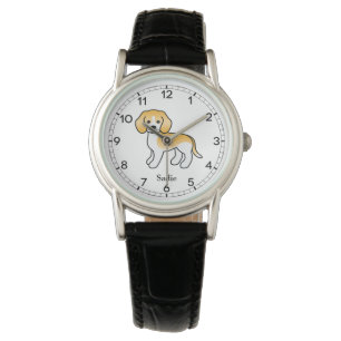 Lemon And White Beagle Cute Dog & Custom Name Watch