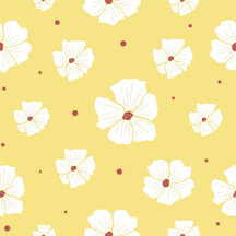 Lemon And White Floral Wallpaper
