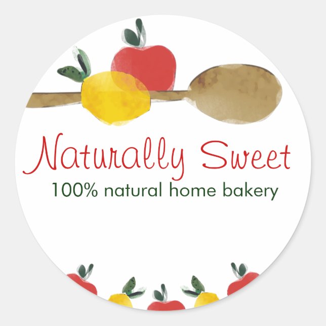 lemon apple spoon baking bakery gift tag stickers (Front)