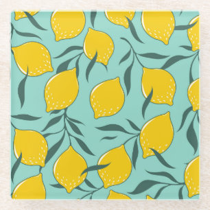 Lemon Art Fashion Abstract Seamless Glass Coaster