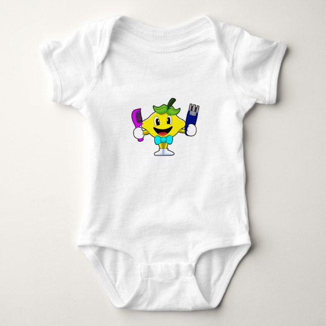 Lemon as Hairdresser with Comb & Razor Baby Bodysuit (Front)