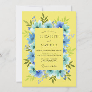 Lemon Azure Foliage Eucalyptus Wedding Invitation