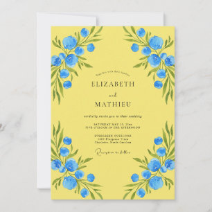 Lemon Azure Wildflower Wedding Invitation