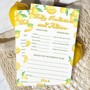 Lemon Baby Shower Baby Predictions and Advice Game