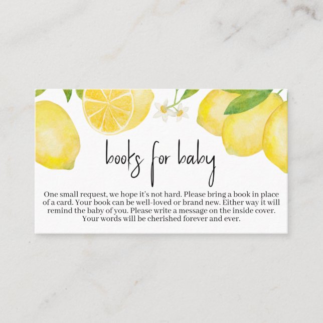  Lemon Baby Shower Books for Baby Business Card (Front)