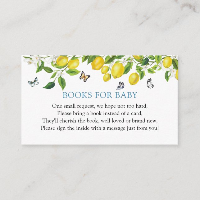 Lemon Baby Shower Books for Baby  Enclosure Card (Front)