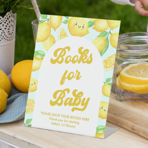 Lemon Baby Shower Books for Baby Pedestal Sign