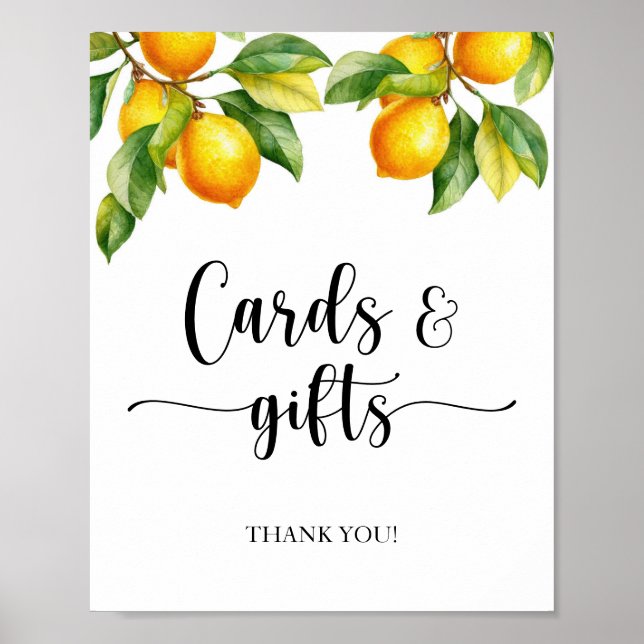 Lemon Baby Shower Cards and Gifts Sign (Front)