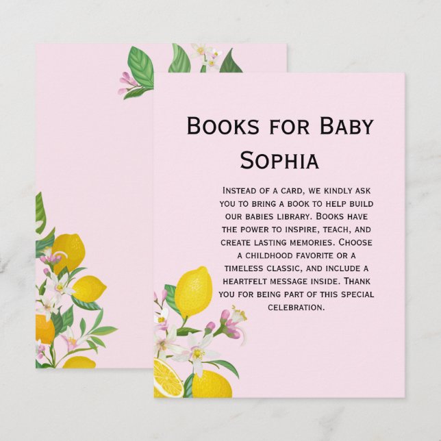 Lemon Baby Shower, Ciao Baby, Italian Theme  Enclosure Card (Front/Back)