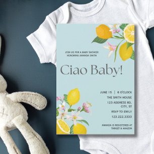 Lemon Baby Shower, Ciao Baby, Italian Theme  Invitation