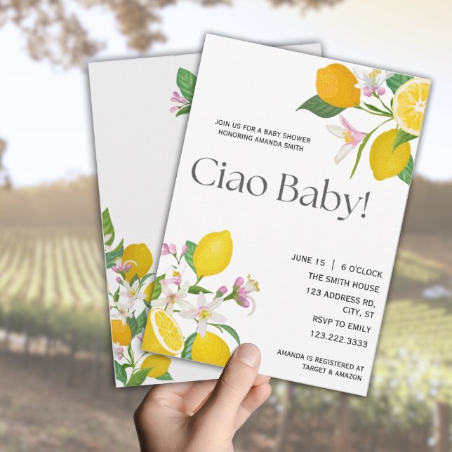 Lemon Baby Shower, Ciao Baby, Italian Theme  Invitation (Creator Uploaded)