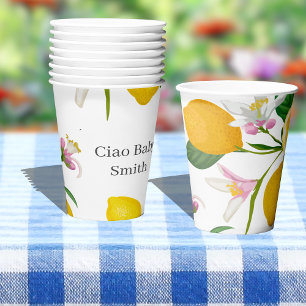 Lemon Baby Shower, Ciao Baby, Italian Theme  Paper Cups