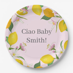 Lemon Baby Shower, Ciao Baby, Italian Theme  Paper Plate