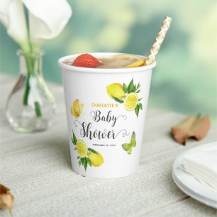 Lemon Baby Shower Cute Citrus Personalised Party Paper Cups