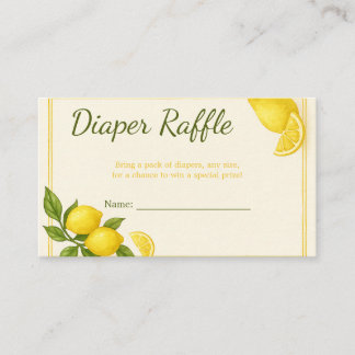 Lemon Baby Shower Diaper Raffle Card