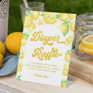 Lemon Baby Shower Diaper Raffle Pedestal Sign