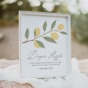 Lemon Baby Shower Diaper Raffle Sign