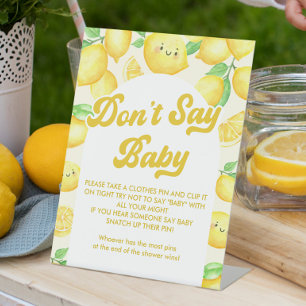 Lemon Baby Shower Don't Say Baby Game Pedestal Sign