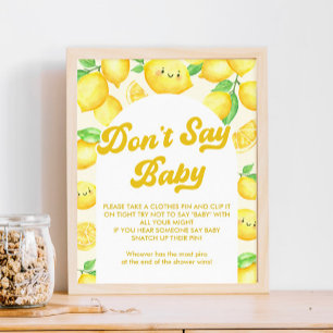 Lemon Baby Shower Don't Say Baby Game Poster