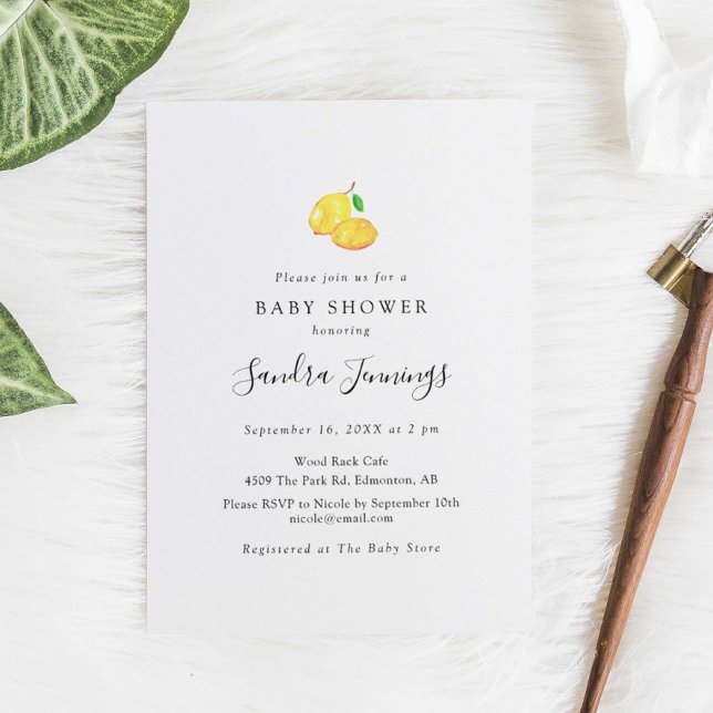 Lemon Baby Shower Elegant Minimalist Simple Chic Invitation (Creator Uploaded)