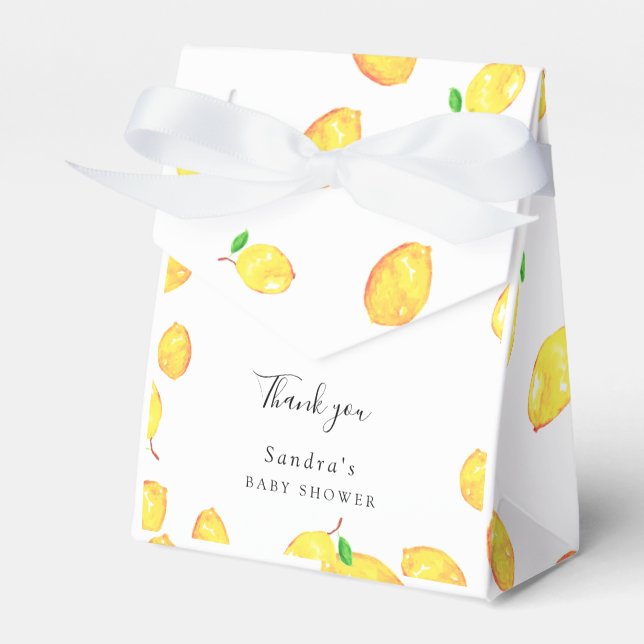 Lemon Baby Shower Elegant Thank you Script Frame Favour Box (Front Side)