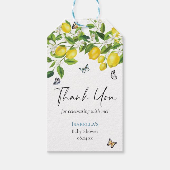 Lemon Baby Shower Gift Tags (Front)