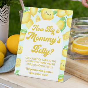 Lemon Baby Shower How Big is Her Mummy Game Pedestal Sign