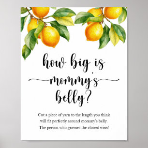 Lemon Baby Shower How Big is Mummy's Belly Game Poster