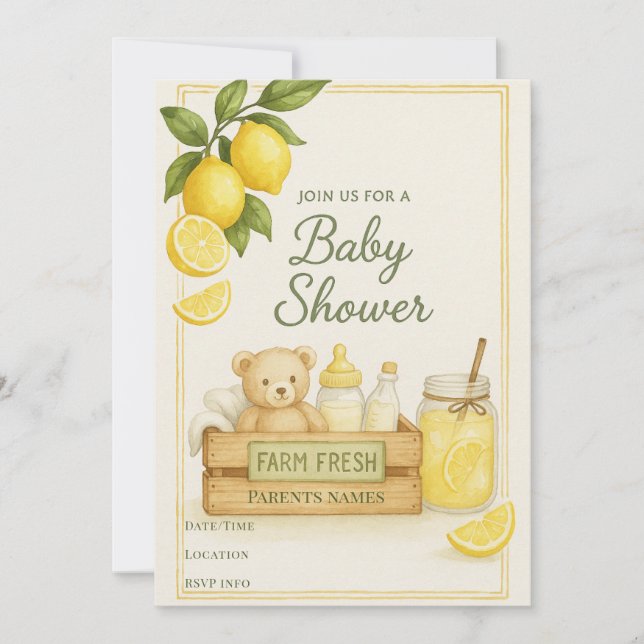 Lemon Baby Shower Invitation (Front)