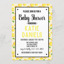 Lemon Baby Shower Invitation
