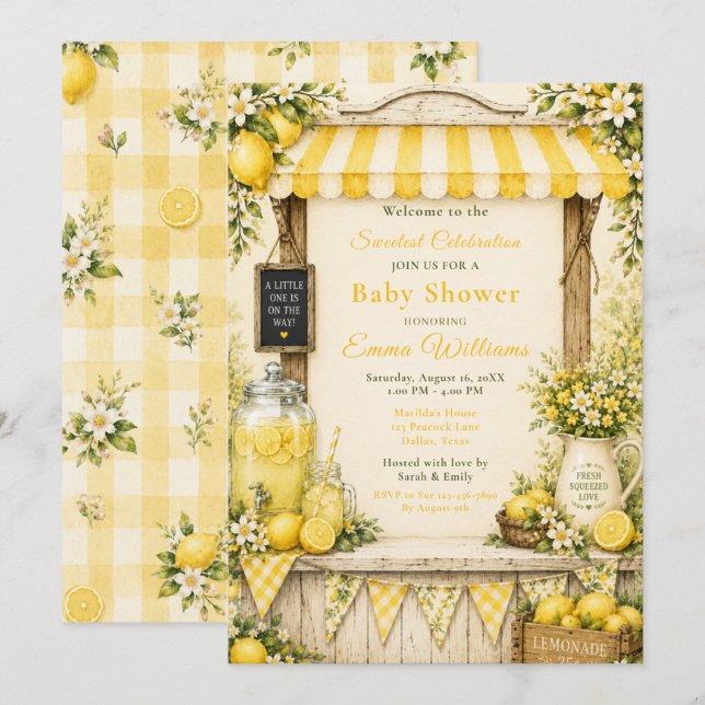 Lemon Baby Shower Invitation (Front/Back)