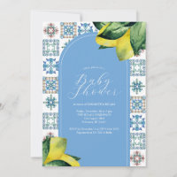 Lemon Baby Shower Invitation Blue and Yellow