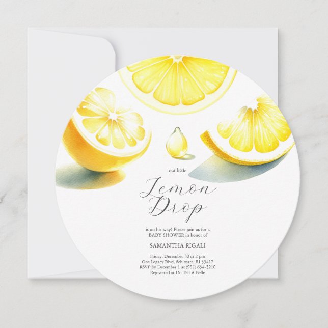 Lemon Baby Shower Invitations Lemondrop Theme (Front)