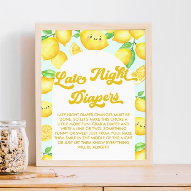 Lemon Baby Shower Late Night Diapers Party Game Poster (Creator Uploaded)