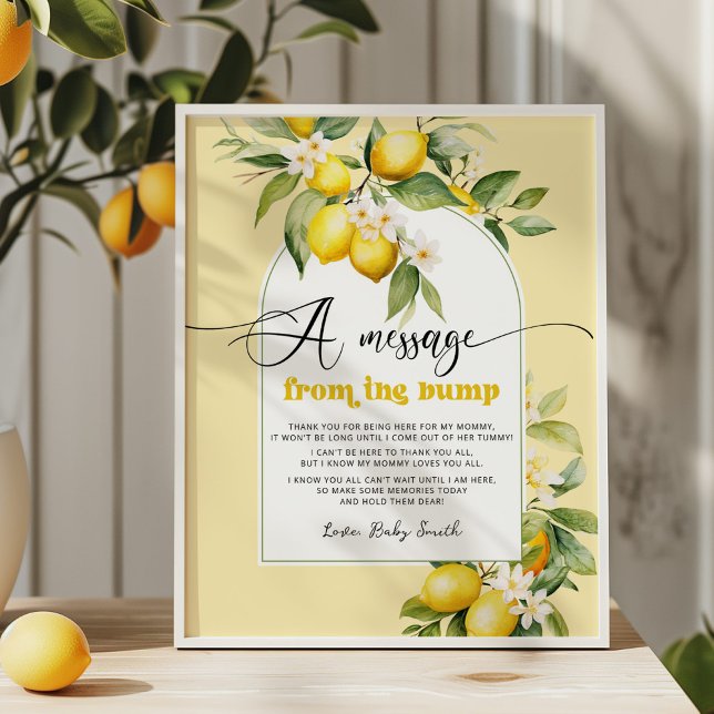 Lemon baby shower message from the bump poster (Creator Uploaded)