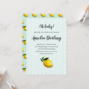 Lemon Baby Shower Scallop Edge Invitation