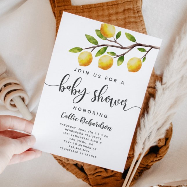 Lemon Baby Shower Summer Watercolor Citrus  Invitation (Creator Uploaded)