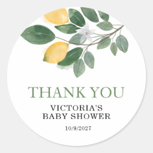 Lemon Baby Shower Thank you Classic Round Sticker