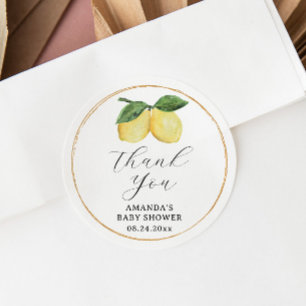 Lemon Baby Shower Thank You Classic Round Sticker