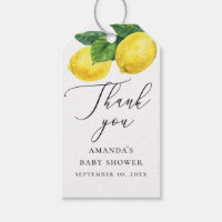 Lemon Baby Shower Thank You. Elegant Citrus Script