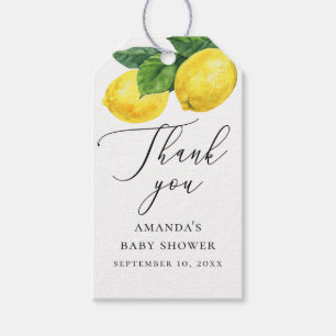 Lemon Baby Shower Thank You. Elegant Citrus Script Gift Tags